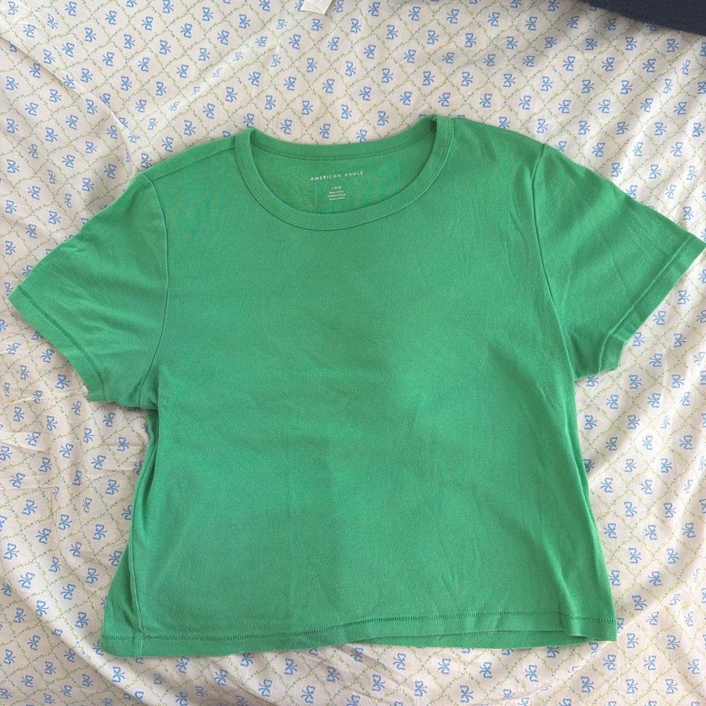 American Eagle Green Baby Tee, Size L